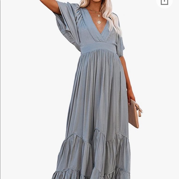 Pink Wind Women's Casual Flowy Ruffle Boho Maxi Dress - Picture 2 of 3